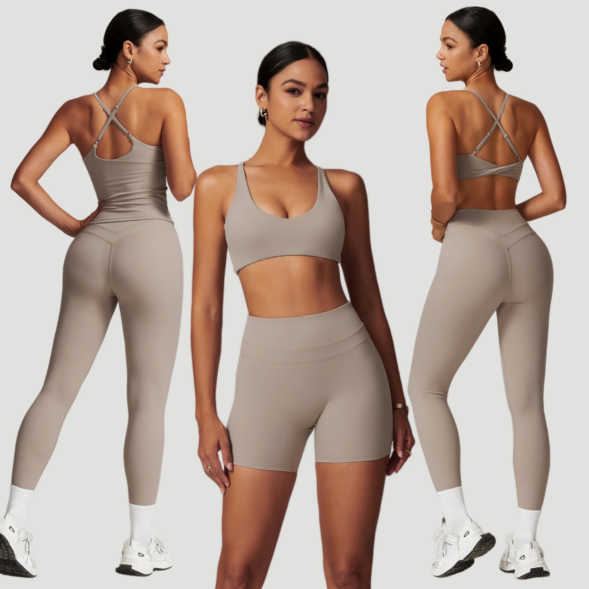 2pcs Yoga Set Women Gym Fitness Sportwear Running Workout Clothes Tights Sports Bra Gym Top Booty Shorts Yoga Leggings Tracksuit - ATFH