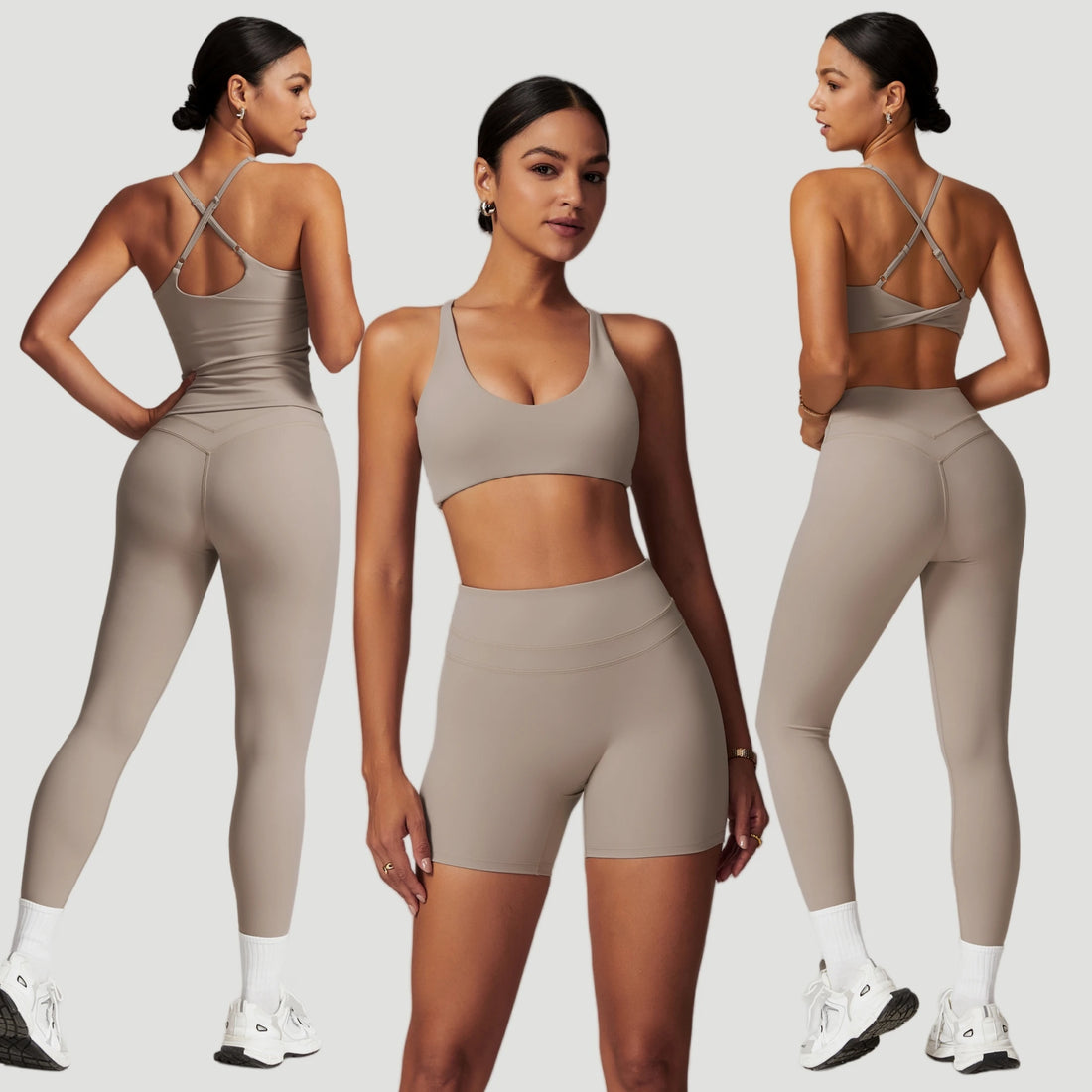 2pcs Yoga Set Women Gym Fitness Sportwear Running Workout Clothes Tights Sports Bra Gym Top Booty Shorts Yoga Leggings Tracksuit - ATFH