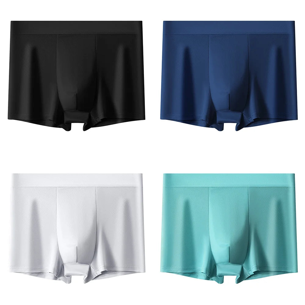 4Pcs Plus Size Underwear Men Sporty Boxers Youth Boxer Shorts Comfortable Breathable Flat Pants Men's Square Panties Briefs Gift