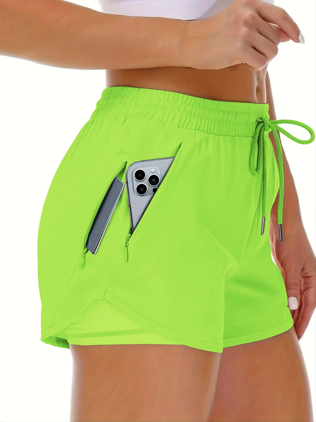 Women's athletic shorts, running, yoga, two-piece design, anti-exposure shorts, fitness, elastic, slimming leggings Tahsi Fashion House