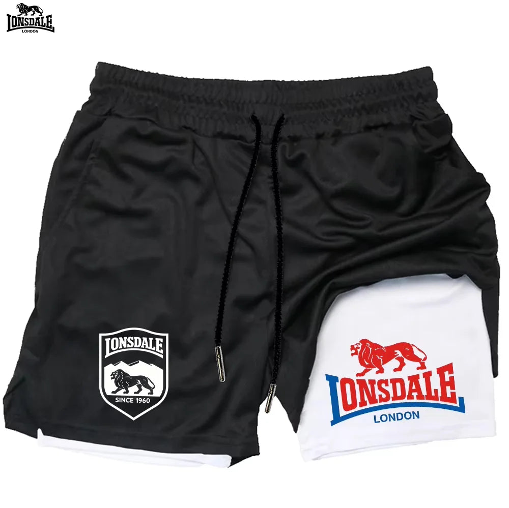 LONSDALE Men's 2-in-1 Quick Dry Running Shorts Gym Sports Workout Training Fitness Jogging Summer Shorts