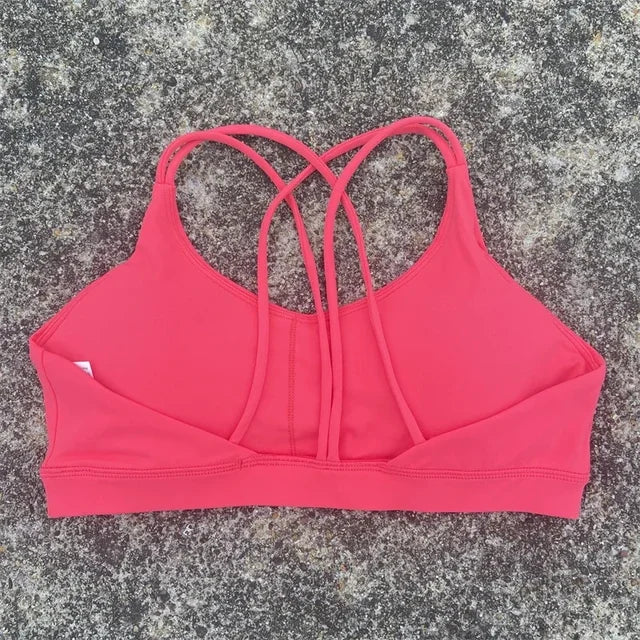 Solid Color high strength Gym Yoga underwear cross Women Fitness Sport Bra Top shockproof Athletic Tight Workout With Chest Pad - ATFH