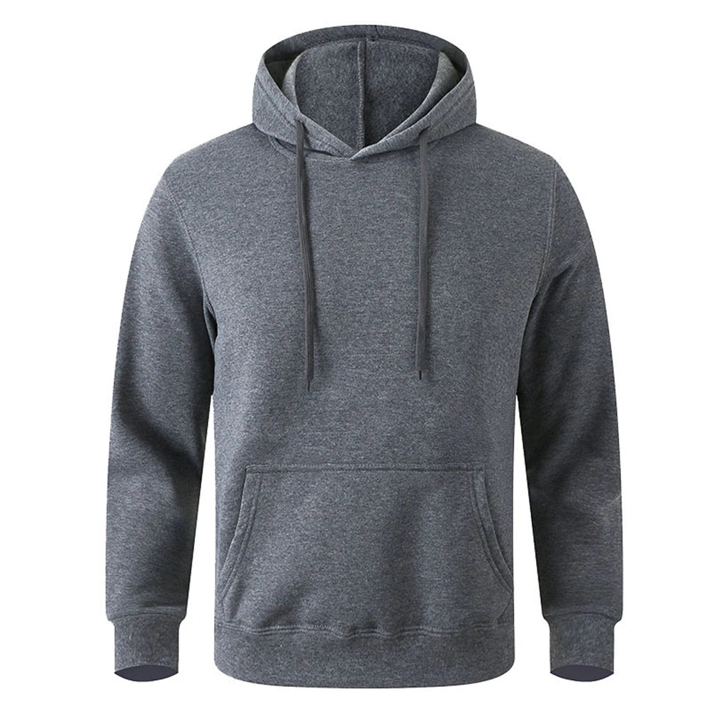 Men's and Women's Warm Sweatshirt Casual Solid Color Streetwear Pullovers Sport Fitness Pocket Hoodies Multi Color - ATFH