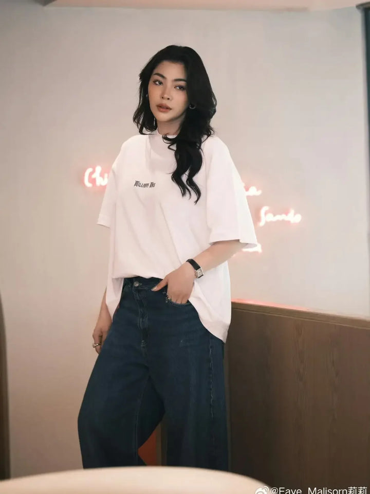 Love Filling Blank FayeYoko Faye Mali T-shirt Millionsmax Letter Printed Short Sleeved T-shirt Made of Pure Cotton Breathable - ATFH