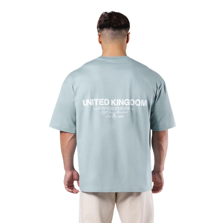 LYFT UNITED KINGDOM Trendy Loose Fitting Men's Sports Short Sleeved T-shirt Pure Cotton Gym Running Shirts Training Clothes Tees ATFH