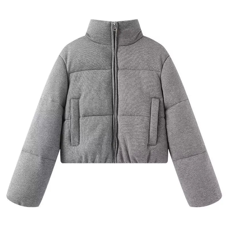 Knitted Fabric Stand Collar Warm Cotton Jacket Autumn Winter Comfortable Slimming Classic Puffer Jacket Cold-Proof Casual ATFH