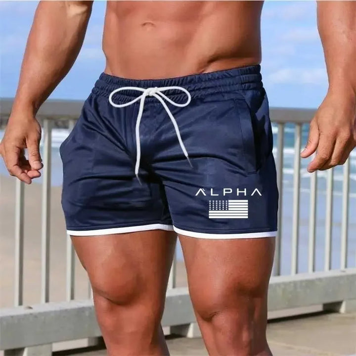 Men's ALPHA Printed Shorts, Suitable for Fitness and Running, Quick-dry and Breathable, Three-quarter Length
