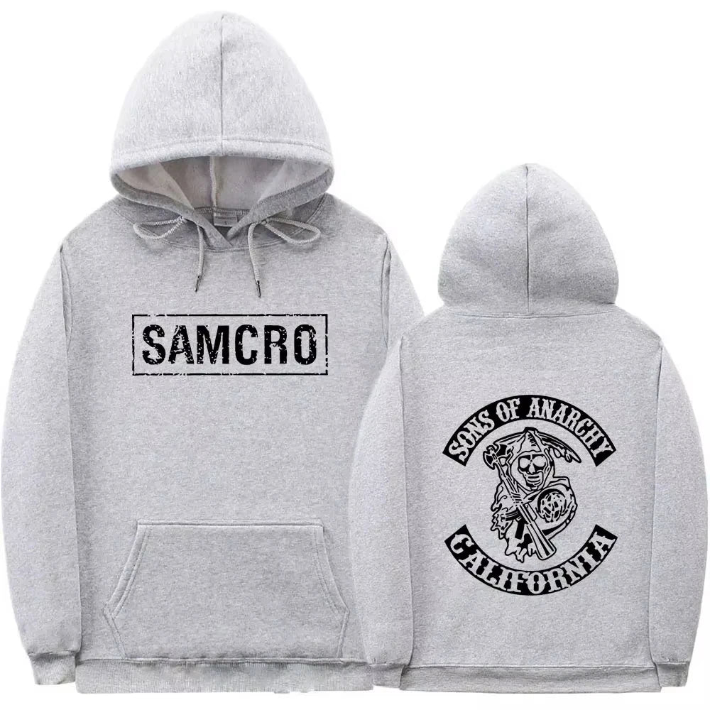 Double-sided printed hoodie Tops Sons of Anarchy SAMCRO Men's and Women's Fashion Brand Design Cotton-wool Blend Hood