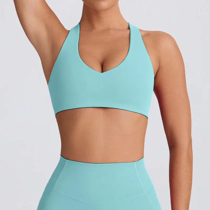 Naked Feel Quick-Dry Yoga Set Strappy Sports Bra & Seamless Leggings for Women Outdoor Gym Workout Activewear - ATFH