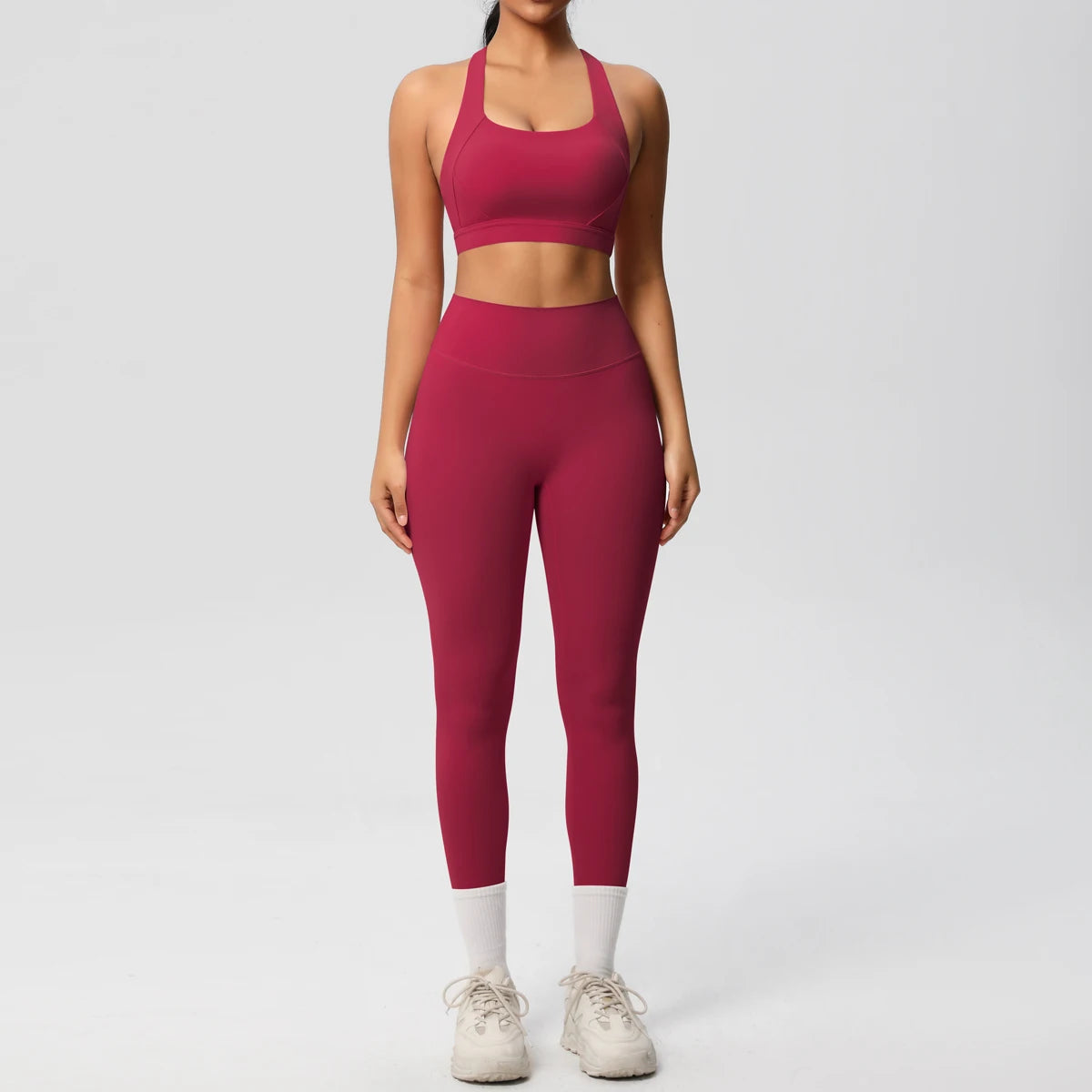 Women 2pcs Patchwork Sport Yoga Suit Training Sleeveless Sport Gym Tops  Tummy Control Slimming Booty Leggings Yoga Suit Sports - ATFH
