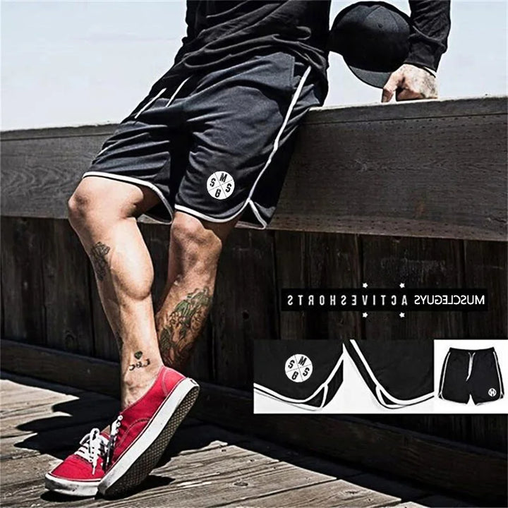 Summer Sports Shorts Breathable  Mesh Men's Drawstring Elastic Pants Running Training Pants Outdoor Fitness Jogging Straight