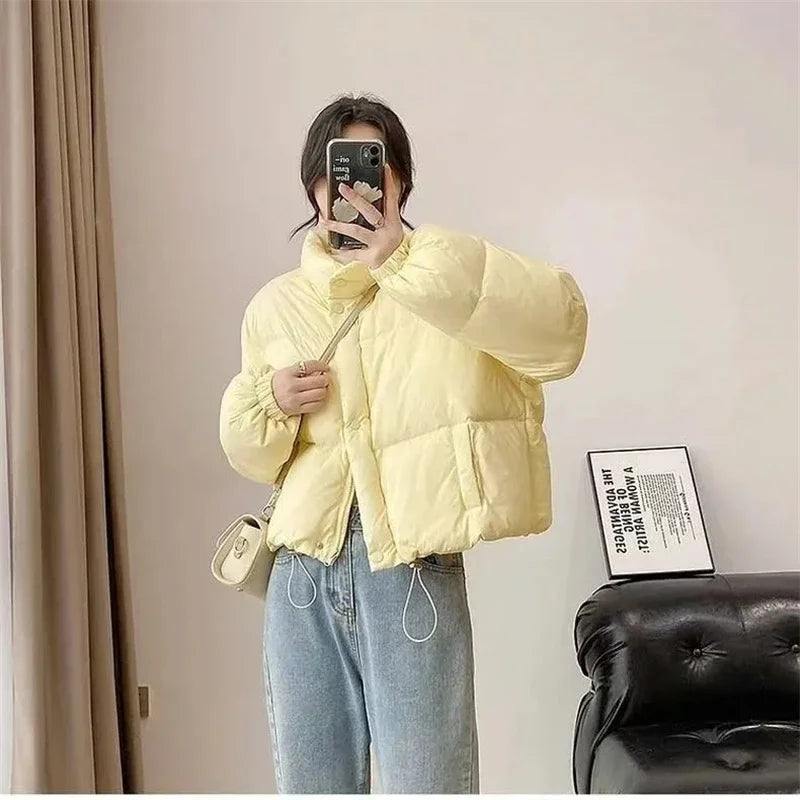 2025 New Korean Stand Collar Autumn Winter Coat Women Thickened Puffer Jacket Loose Parka Warm Cotton-padded Jacket Short Coats ATFH