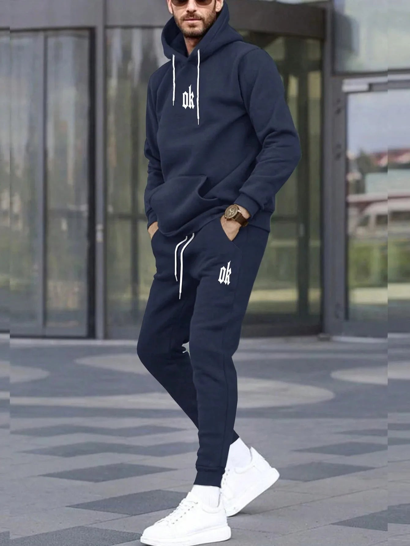 2026 Spring and autumn two-piece men's drawstring women's sports set hooded set quality comfortable casual pullover fashion - ATFH