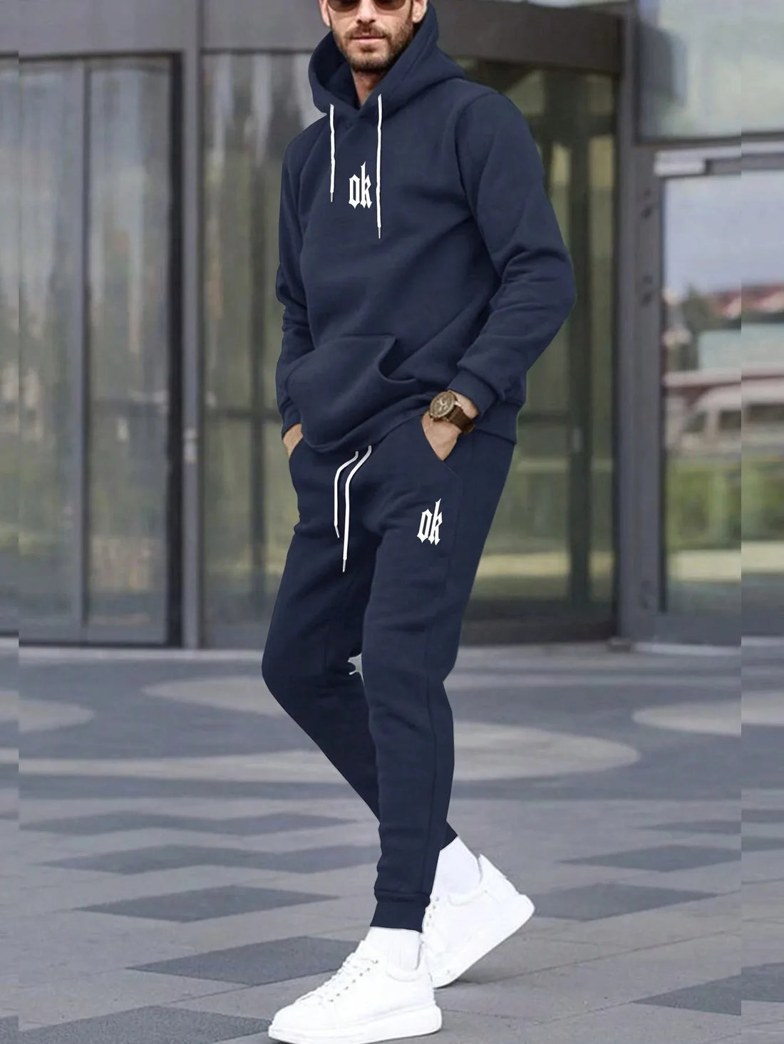 2026 Spring and autumn two-piece men's drawstring women's sports set hooded set quality comfortable casual pullover fashion - ATFH