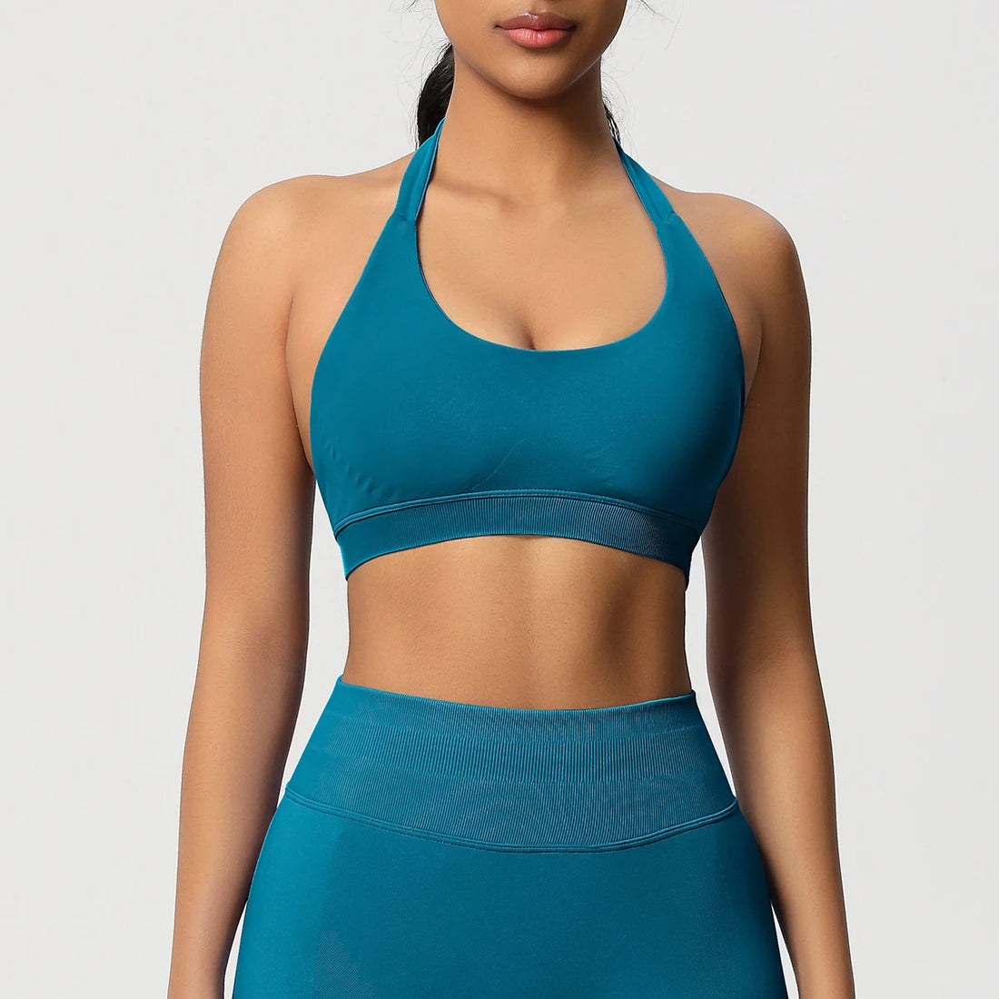 High Stretch Sports Bra Women Halter Seamless Yoga Bra Padded Backless Sports Bras Gym Crop Top Push Up Workout Yoga Tops Woman - ATFH