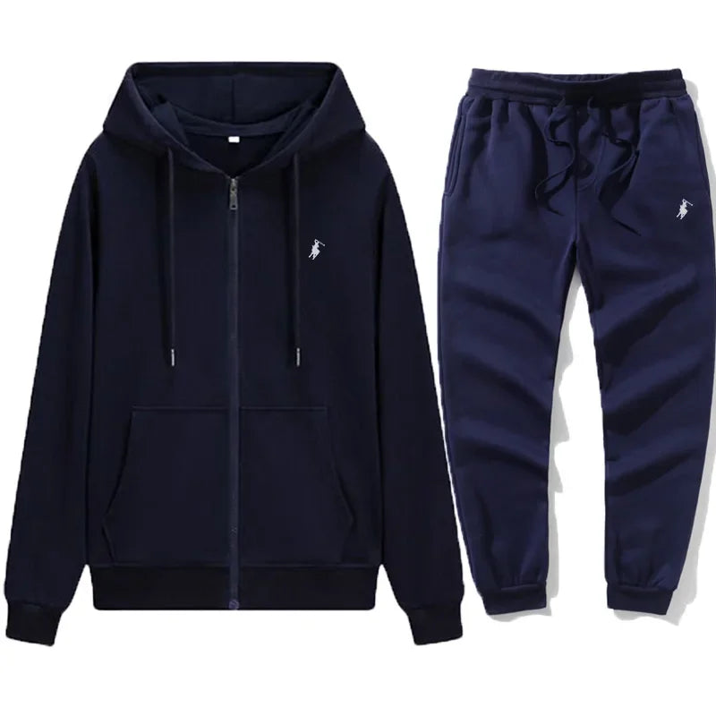 Men's classic hoodies and sport pants for autumn and winter, suitable for casual fitness, warmth and casual sportswear sets in a - ATFH