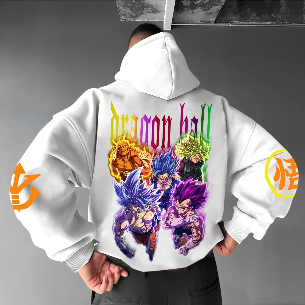 Dragon Ball Peripheral Hoodie 2025 Autumn/Winter New Men's Street Trend Casual Loose American Hip Hop Sweater Parent-child Top - ATFH