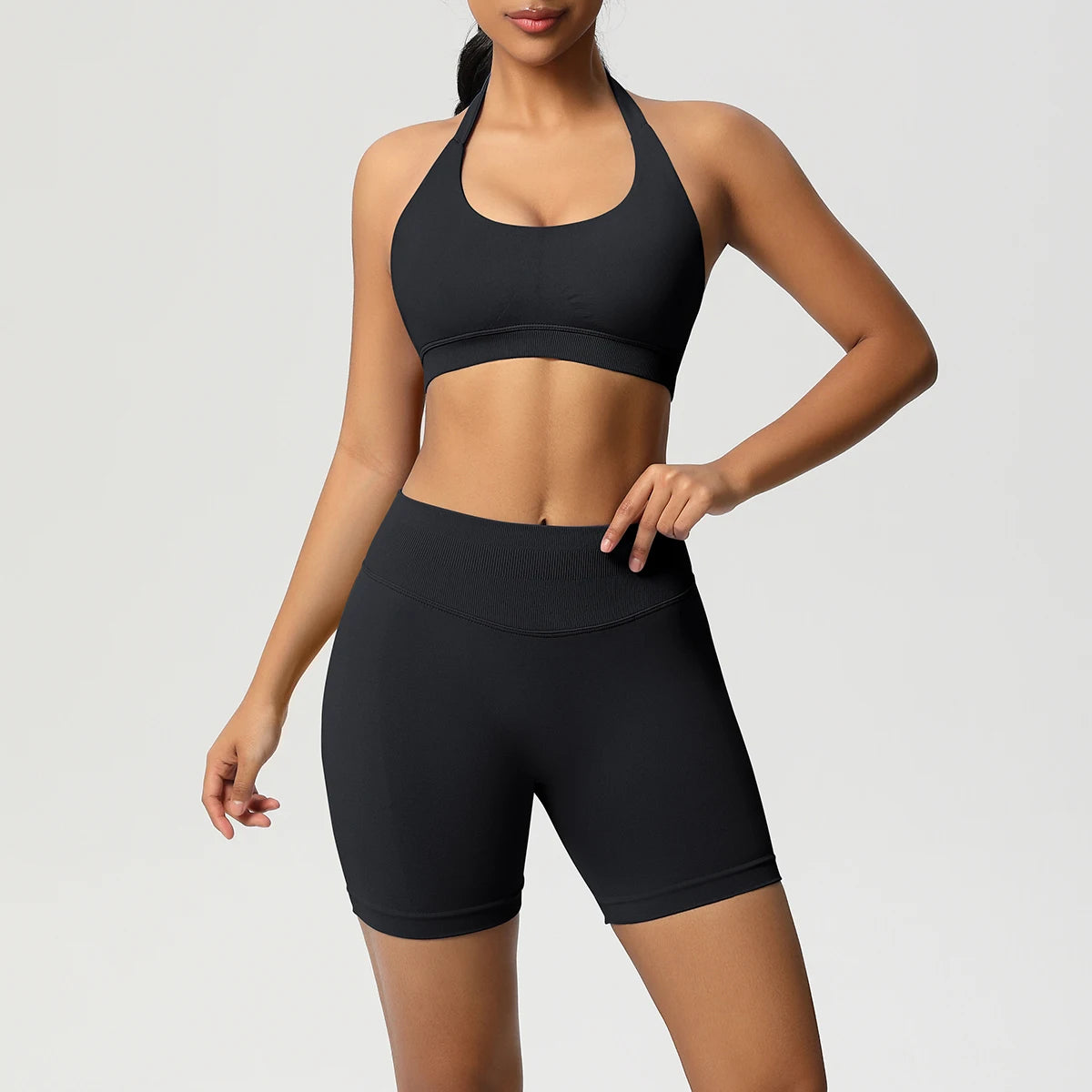 2PCS Sportswear Woman Sports Yoga Set Gym Clothes Yoga Suits For Women Tracksuits Sports Shorts Crossover Bra Gym Leggings - ATFH