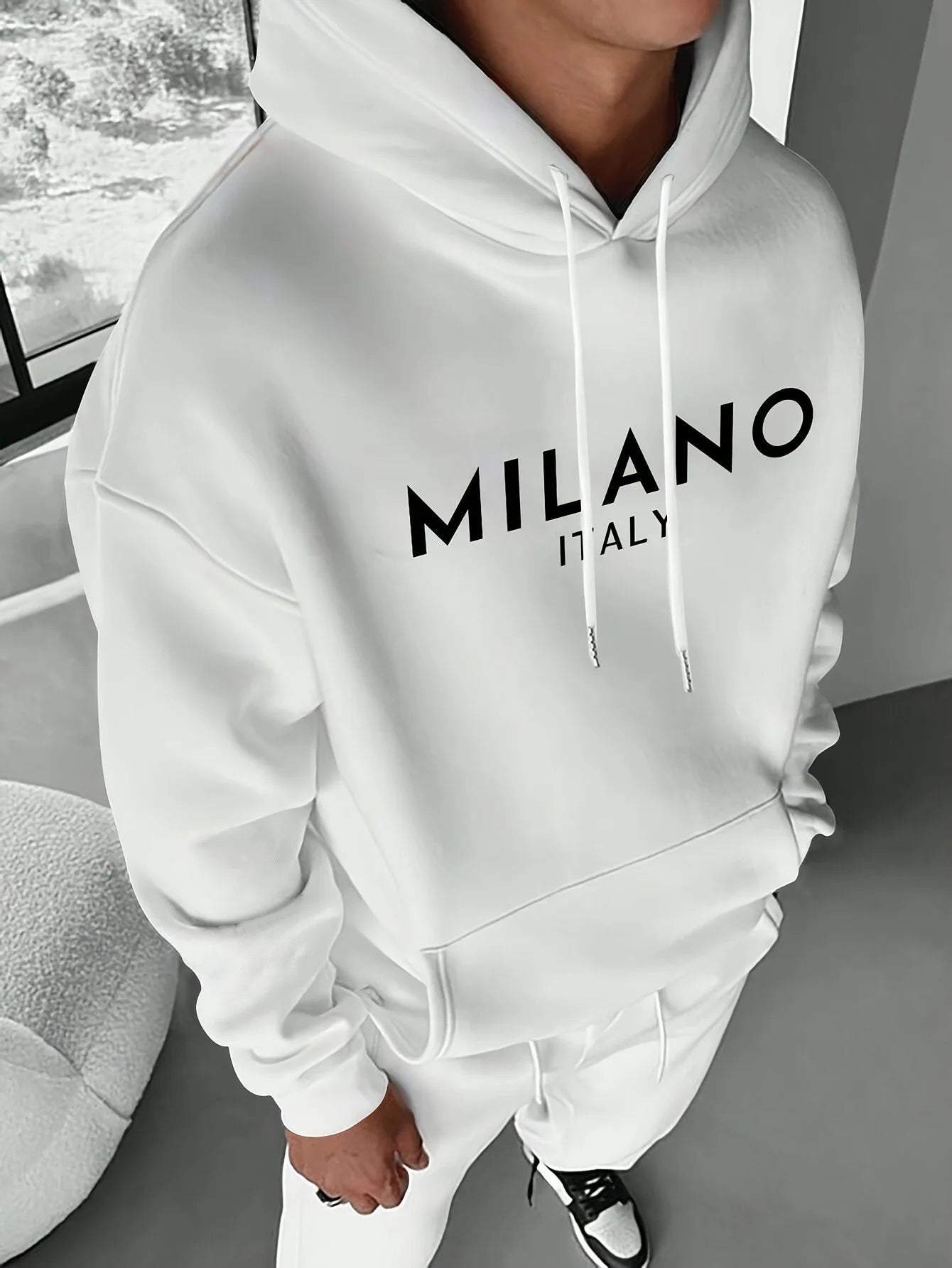 2025 Letter Print Fashion Versatile Men Women Hooded Sweatshirt Autumn Winter Daily Outdoor Holiday Casual Loose Warm Sportswear