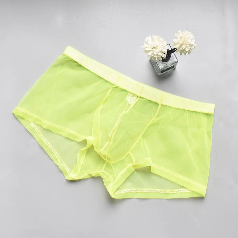 Transparent Mesh Men's Boxer Briefs - Breathable Ultra-Sexy Underwear Perfect for Casual Wear & Special Nights