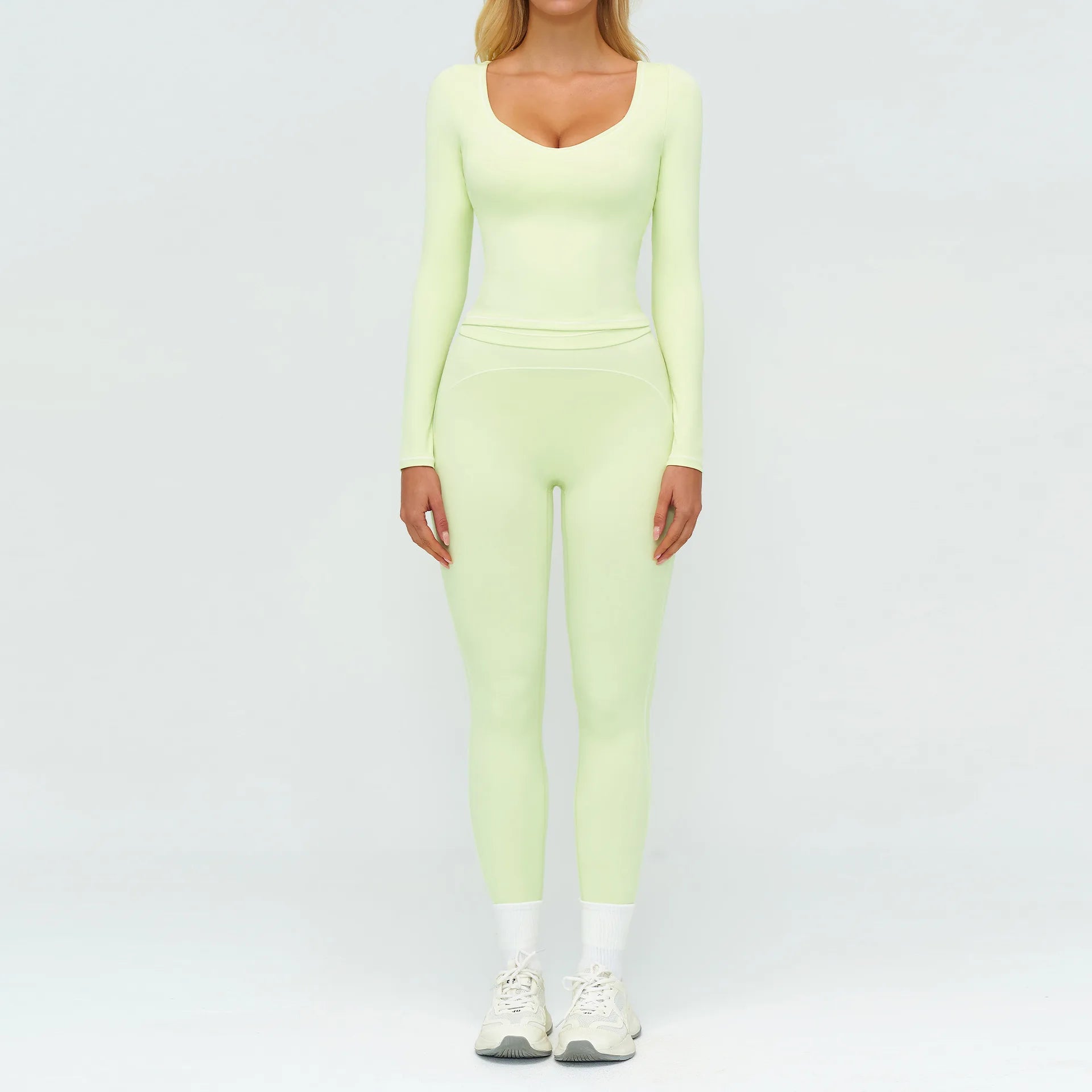 2PCS Yoga Set Gym Clothes Outdoor Sports Outfits Women Tracksuit Gym Fitness Suits Workout Long Sleeved Flared Pants Sportswear - ATFH