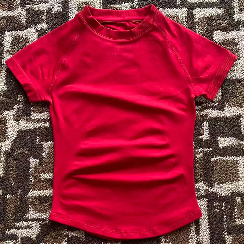 Impact L0g0DF Short Sleeve Top Women Running Sports T Shirt Summer Short Sleeve Round Neck Breathable Stretchy Gym Yoga Fitness - ATFH
