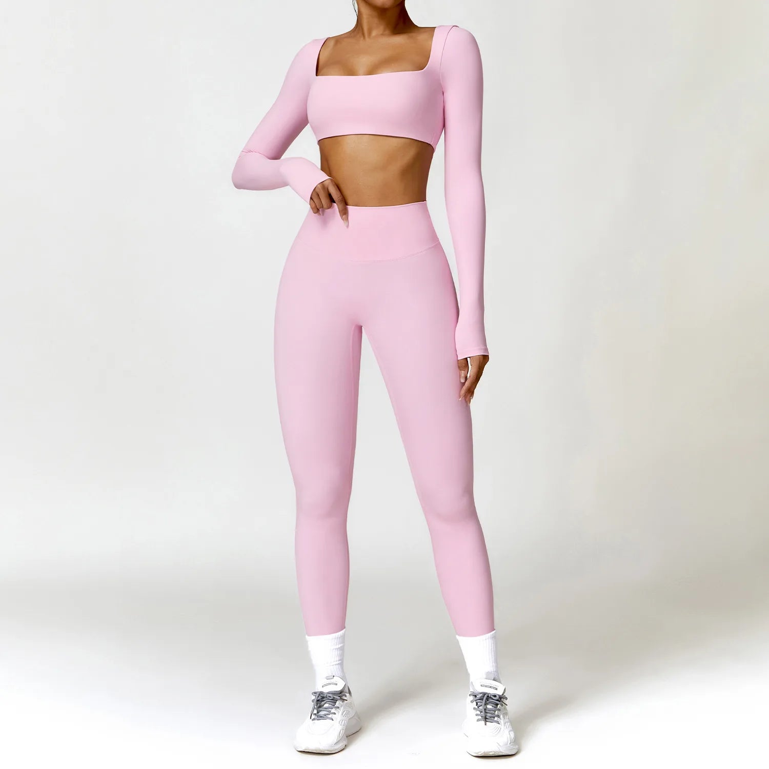 Summer 2PCS Yoga Suit Sports Set Women Quick-Dry Gym Set Women Tracksuit Running Workout Long Sleeve Sports Shirt Yoga Clothing - ATFH