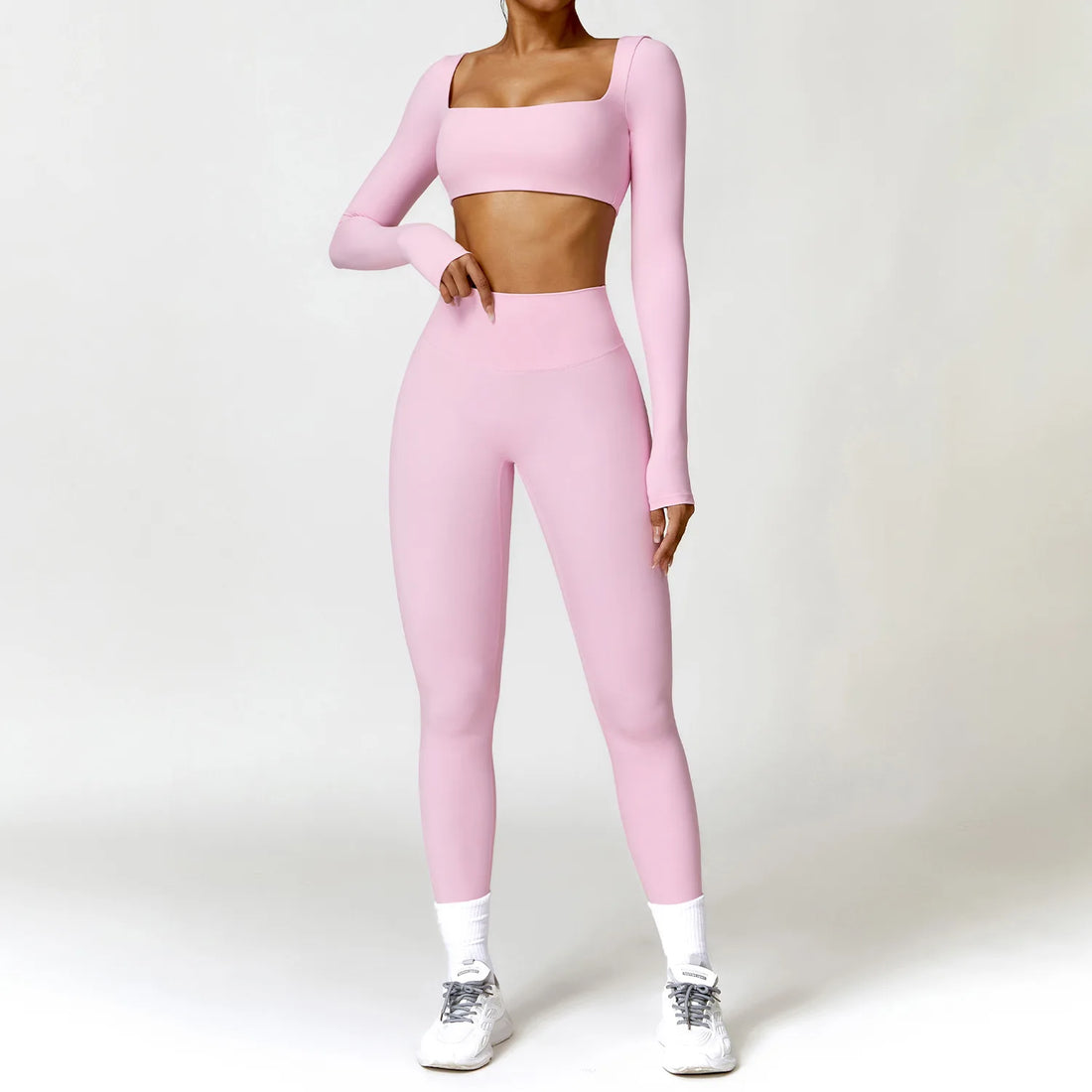 Summer 2PCS Yoga Suit Sports Set Women Quick-Dry Gym Set Women Tracksuit Running Workout Long Sleeve Sports Shirt Yoga Clothing - ATFH