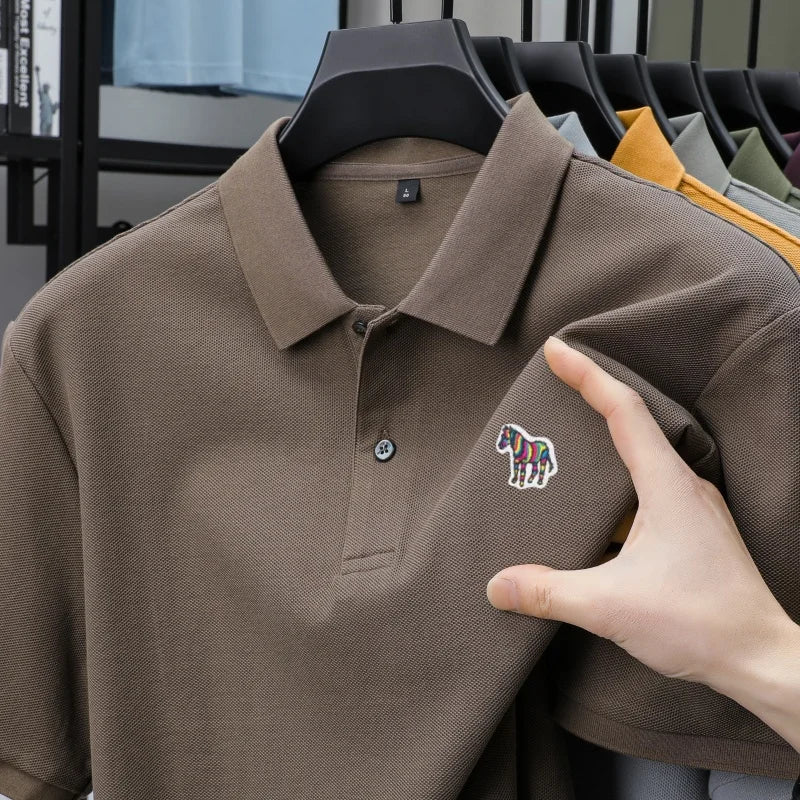 High end Men's Summer New Short Sleeve Breathable Polo Shirt Custom T-shirt Half Sleeved Exquisite Brand Pony Embroidery Top