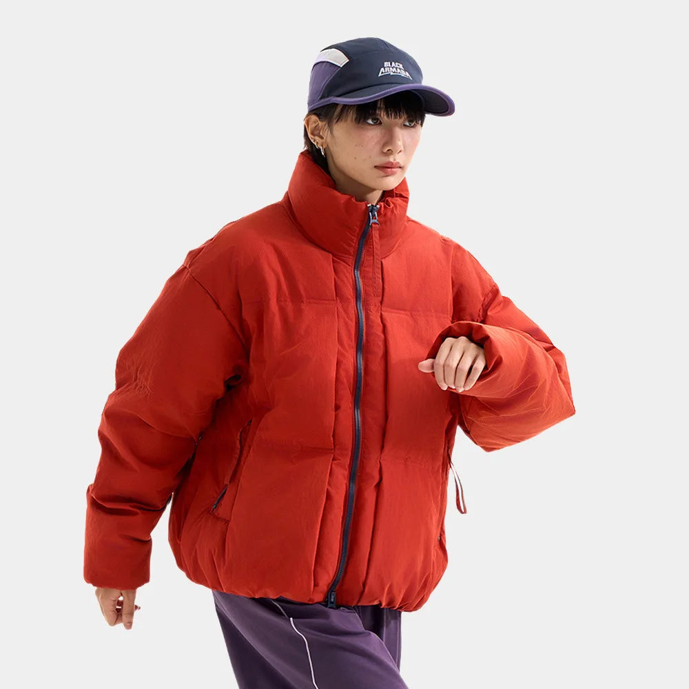 MWJLPWQ Stand Collar Down Jacket Men's Winter Thickened Trendy High Street Vibe Design Double Zipper Unisex Coat Tide 13671 ATFH