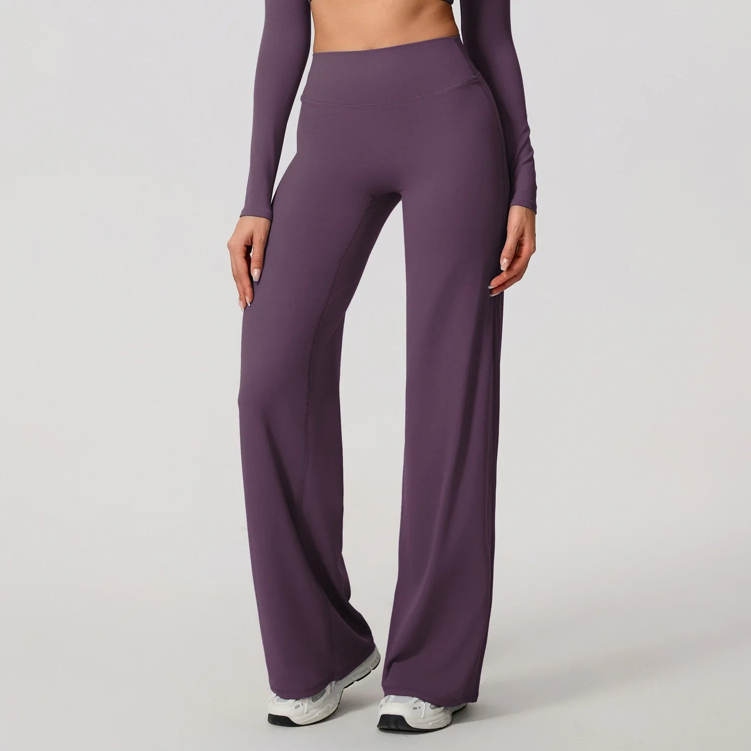 Hearuisavy Women Straight-Leg Sports Pants Gym Clothing Naked Feeling Compression Wide Leg Yoga Leggings Pilates Fitness Tights - ATFH