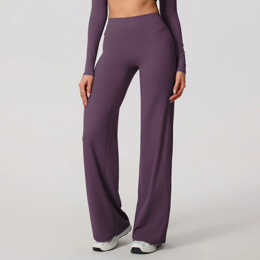 Hearuisavy Women Straight-Leg Sports Pants Gym Clothing Naked Feeling Compression Wide Leg Yoga Leggings Pilates Fitness Tights - ATFH