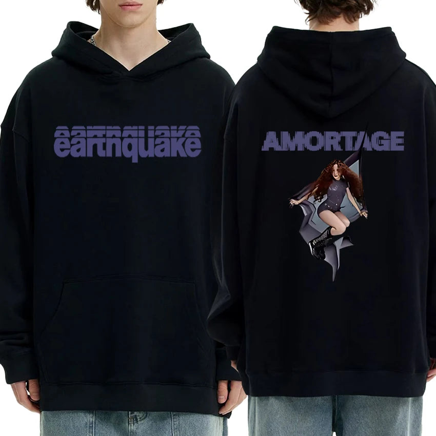 New in Jisoo Earthquake Hoodies Men women Vintage 2026 New Song Double Sided print Sweatshirt Unisex Fleece Long sleeve pullover - ATFH