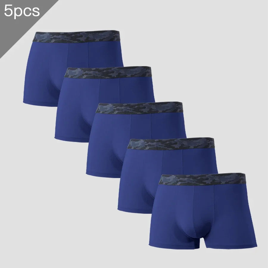 5PCS The men's underwear brand Ice Silk ultra-thin breathable, individual, sexy and trendy four-corner shorts for young people