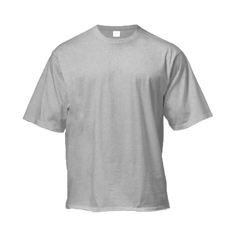 Plain Oversized Loose Mens Casual T-shirts Gym Bodybuilding Fitness Short Sleeves Tops Summer Mesh Breathable Quick Dry Shirts ATFH