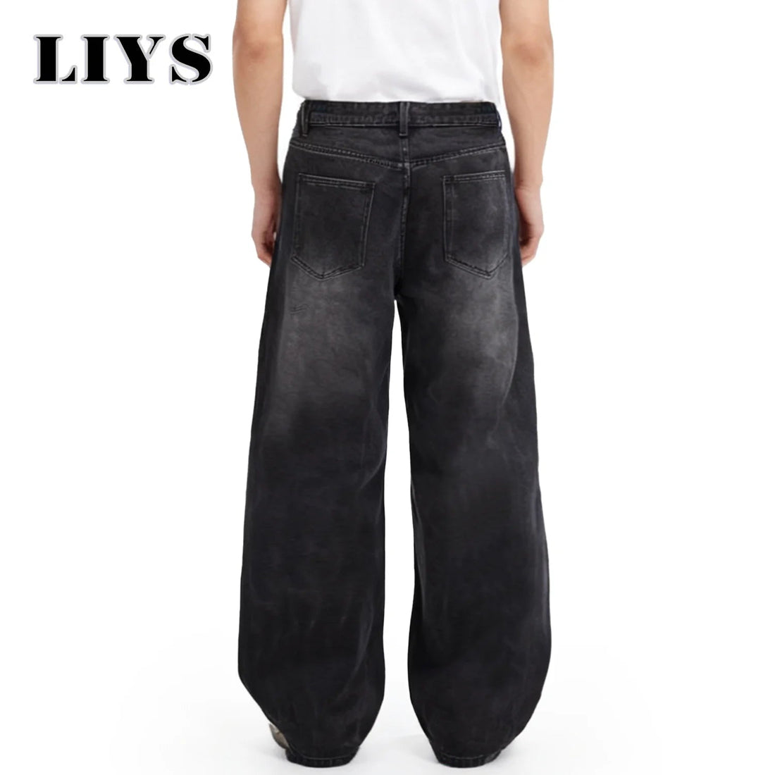 Four Season Men's Jeans Korean Version Student Casual Pant American Retro Gray Black Loose Wide Leg Jean Baggy Men's Denim Pants ATFH