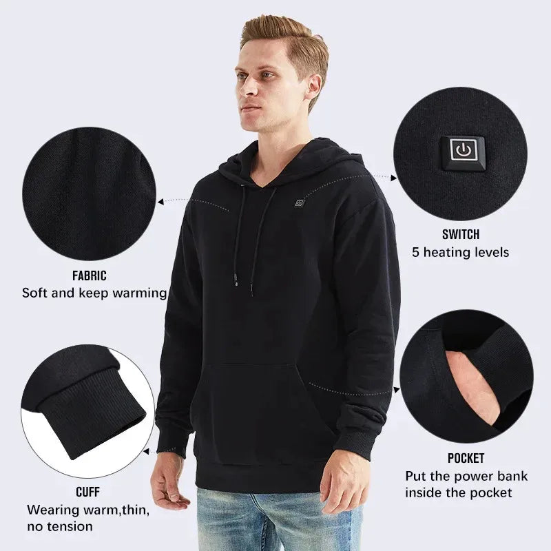 MinSu Heated Hoodies Sweaters Men Women Winter Warm Clothes Heat Jacket Heating Sportswear Heating Hoodies - ATFH