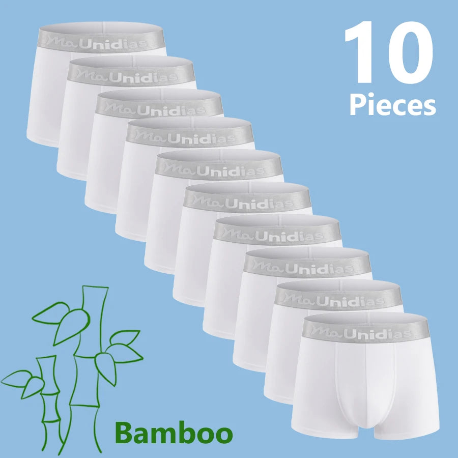 10 Pieces Bamboo Fiber Men's Underpants Solid Color Boxer Briefs Breathable Boxers Underwear Man Stretch Men Panties