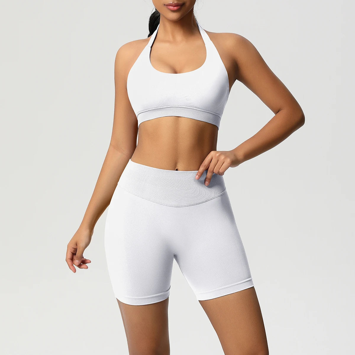 2PCS Sportswear Woman Sports Yoga Set Gym Clothes Yoga Suits For Women Tracksuits Sports Shorts Crossover Bra Gym Leggings - ATFH