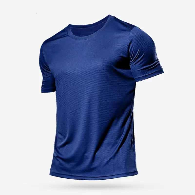 Running Moisture Wicking Round Neck T-Shirt Training Exercise Gym Sport Shirt Tops Lightweight Men's Quick Dry Short Sleeve Gym