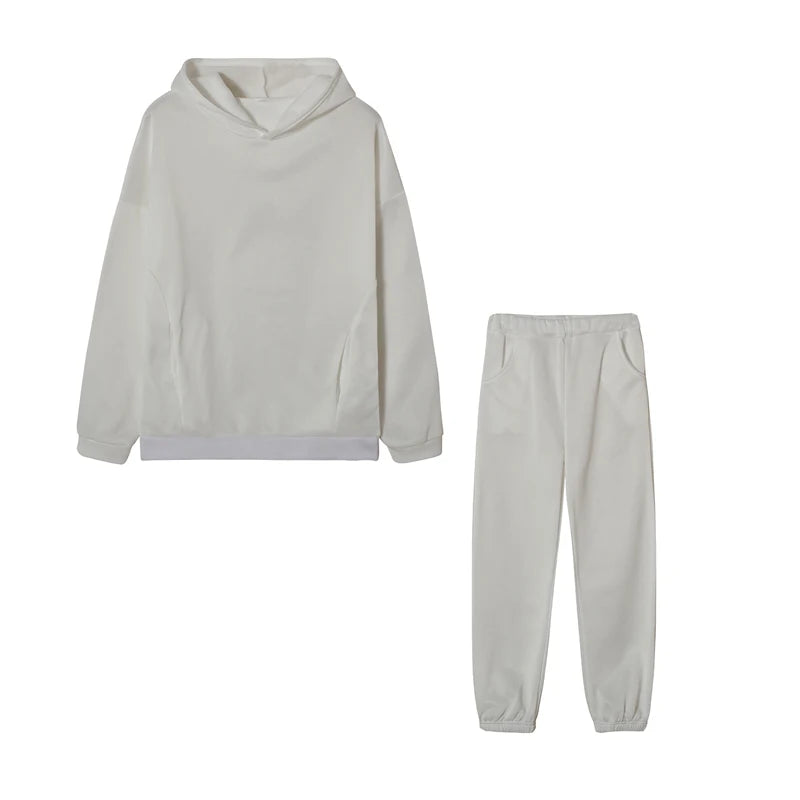 Monochrome Hooded Hoodie Set Casual Two-Piece Set European and American New Fashion Hot Selling 2025 Autumn and Winter