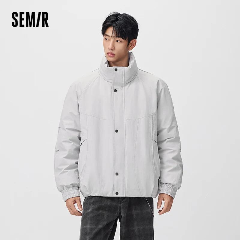Semir Men Down Jacket 80 Percent Down Fill Raglan Sleeve Stand Collar Oversized Fit Modern Style 2026 New Winter Daily Wear