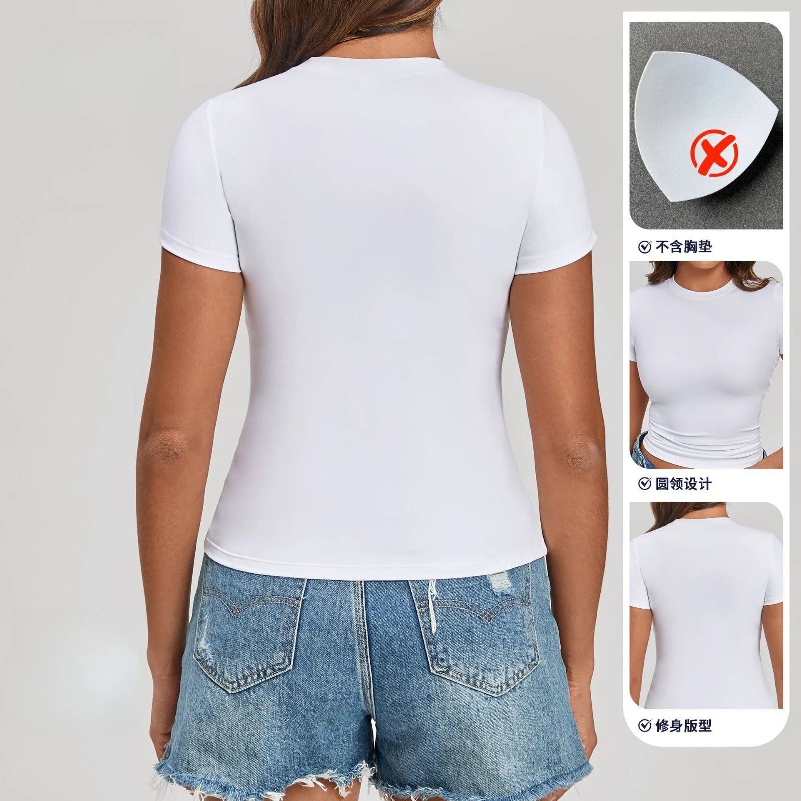 Gym Workout Women's Versatile T-shirt Short Sleeve No Padding Workout Top Outdoor Running Fitness Sports Short Sleeve Sportswear - ATFH