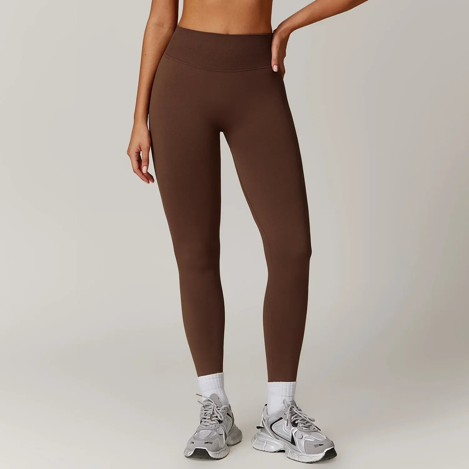 Customized LOGO women's peach buttocks seamless belly tight yoga pants running sports quick-drying fitness trousers - ATFH