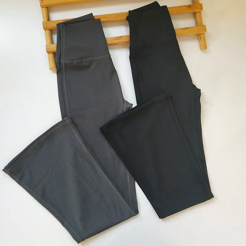 High-end Seamless High-Waist Flare Yoga Pants Women's Bell-Bottom Fitness Trousers High-Elastic Gym Tight Sports Leggings ATFH