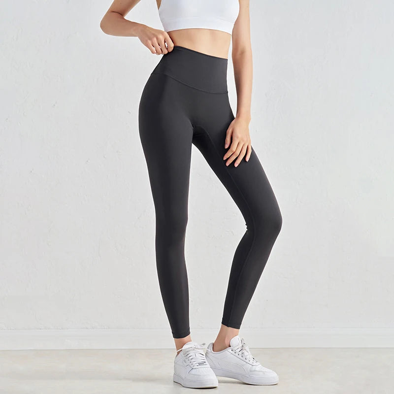 SOISOU Nylon Yoga Gym Leggings Women Girl Fitness Soft Tights High Waist Elastic Breathable No T Line Sports Pants 50 Colors ATFH