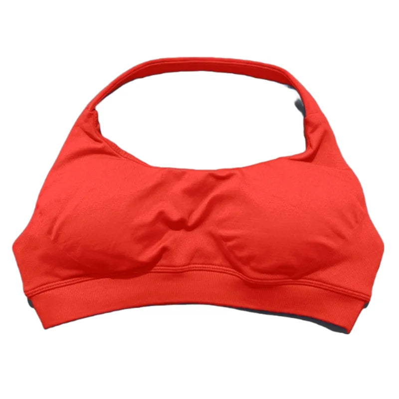 HISTELLO Women Seamless Halter Top Sports Bra High Support Push-up Open Back Pilates Gym Wear Fitness Yoga Workout Underwear - ATFH
