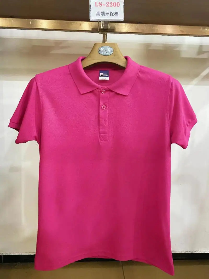 Custom Logo Embroidery Printing Mens Shirts Cotton Short-Sleeved Polo Shirts Summer Lapel T-shirt Business Men Women Tops Shirt