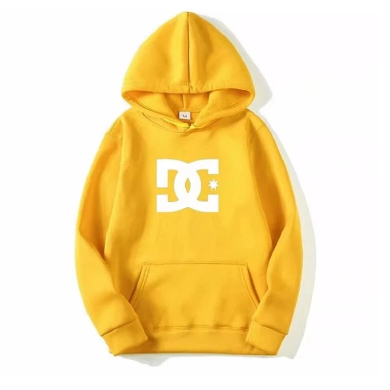 DC Letter Men's Hoodie Men's and Women's Fashion Simple Long Sleeve Sweatshirt Autumn and Winter Street Trend Large Gym Hoodie - ATFH