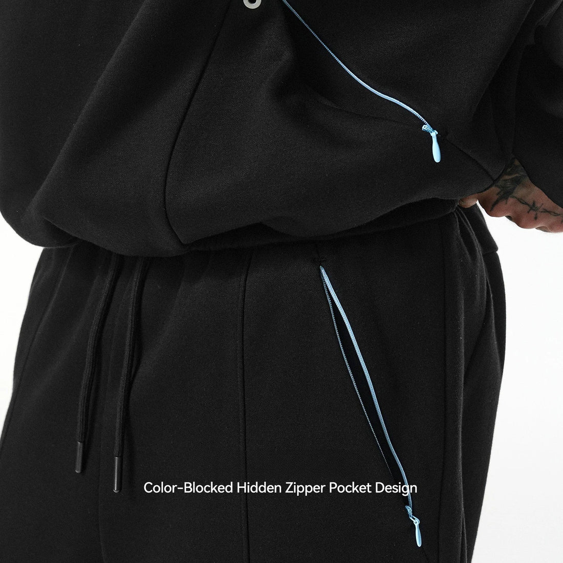 Custom LOGO men's 340G cotton polyester fleece sweater winter new eggshell fleece hoodie scimitar sweatpants couple suit - ATFH